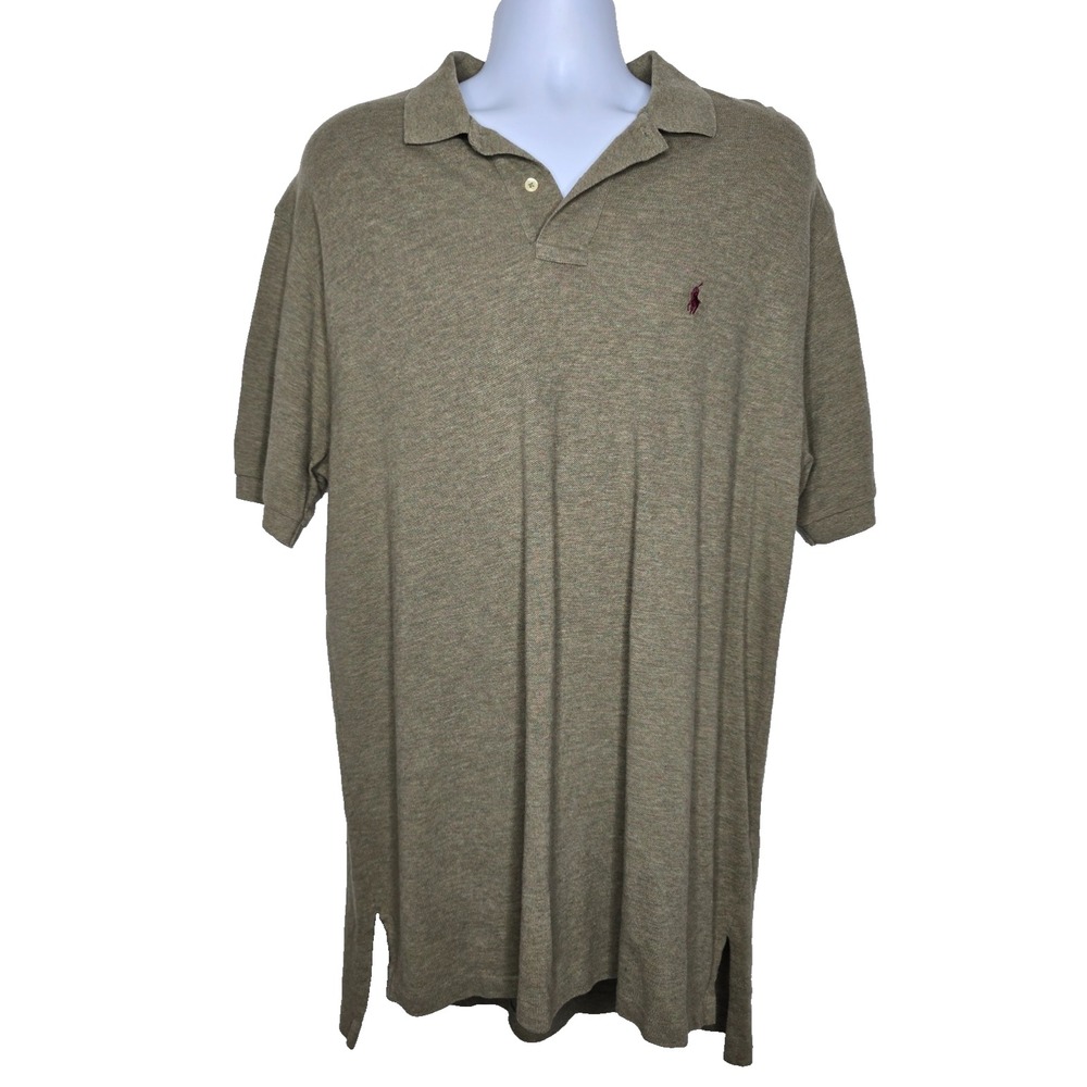 Ralph Lauren Polo Shirt Mens XL Brown Short Sleeve Golf Pony Extra Long Vintage
